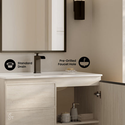 St. Tropez 36" Freestanding Bathroom Vanity in White Oak with Sink Top