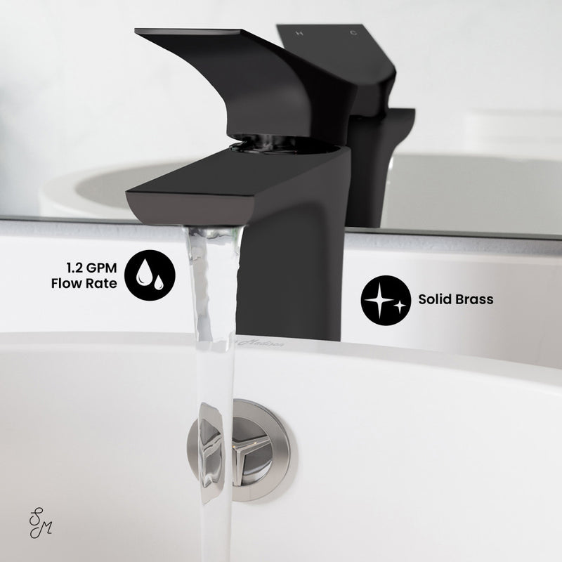 Monaco Single Hole, Single-Handle, High Arc Bathroom Faucet in Matte Black