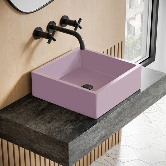 Lisse 15.5" Concrete Square Vessel Sink in Matte Lavender