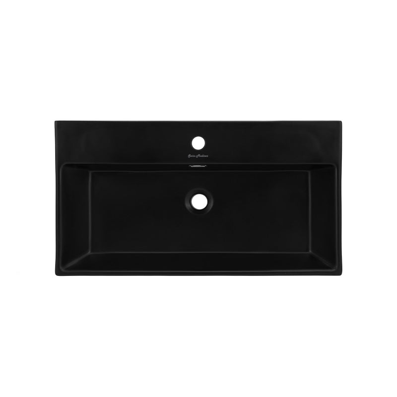 Claire 30 Ceramic Console Sink Matte Black Basin Black Legs