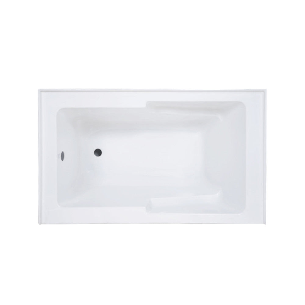 Voltaire 54 x 30 Skirted Left Drain Soaking Alcove Bathtub in Glossy White with Integrated Armrest