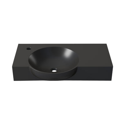 Chateau 30" Left Side Faucet Wall-Mount Bathroom Sink in Matte Black