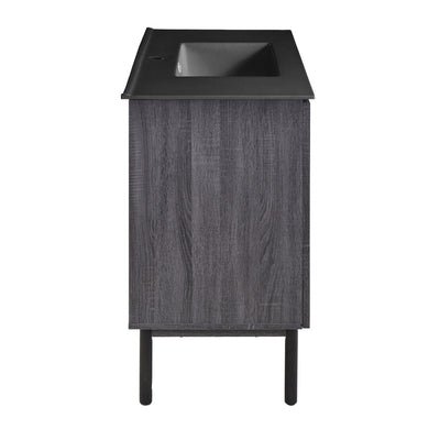 Classe 36 in. Black Oak Bathroom Vanity With Black Ceramic Sink Top