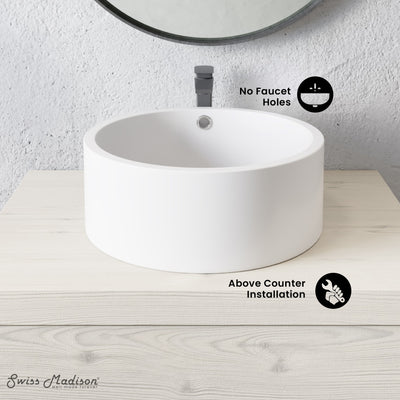 Monaco 16.5” Round Vessel Sink in Matte White