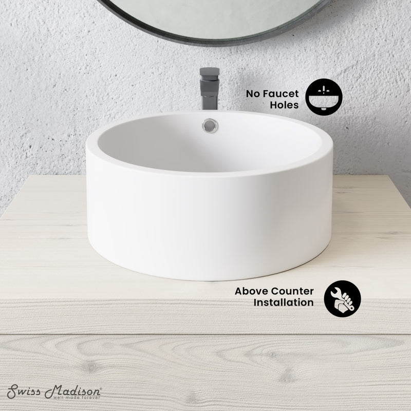 Monaco 16.5” Round Vessel Sink in Matte White