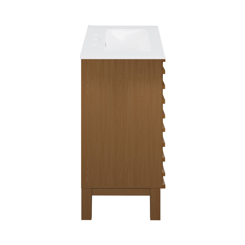 Cascade 30" Freestanding Bathroom Vanity in Brown Oak with 3-Hole Widespread Sink Top