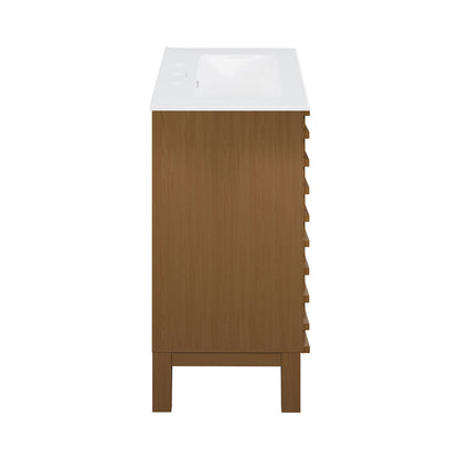 Cascade 30" Freestanding Bathroom Vanity in Brown Oak with 3-Hole Widespread Sink Top