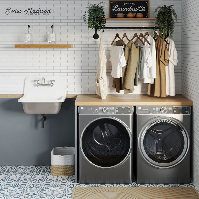 Loire 22" Cast Iron Rectangle Wall-Mounted Sink in Glossy Taupe