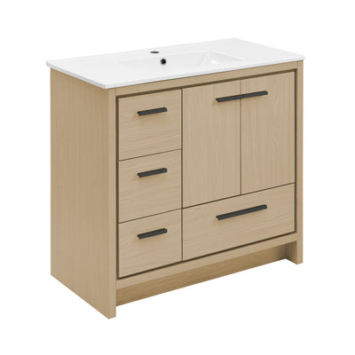 Virage 36" Freestanding Bathroom Vanity in Natural Oak with Sink Top