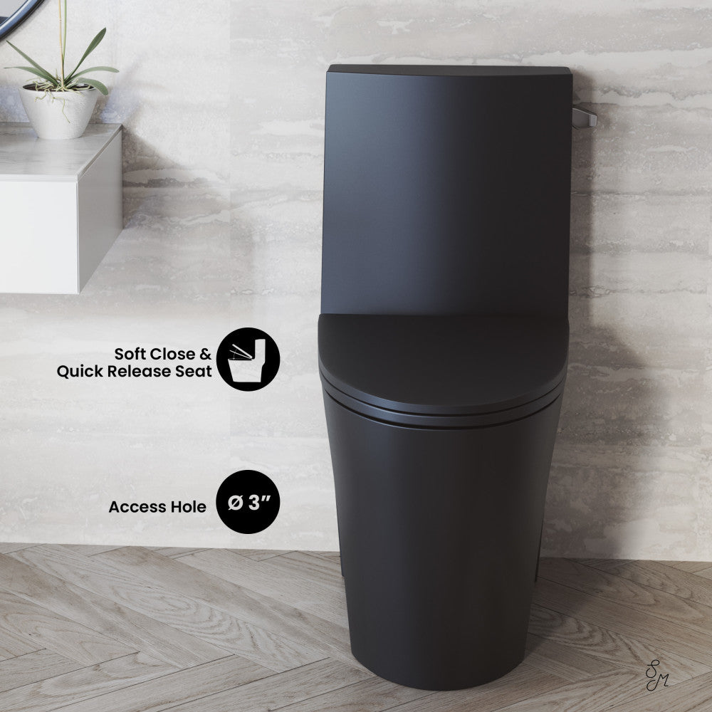 St. Tropez One-Piece 12" Rough-in 1.28 GPF Right-Hand Vortex Flush Elongated Toilet in Matte Black