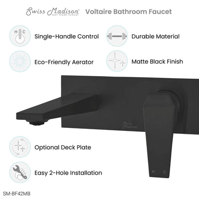 Voltaire Single-Handle, Wall-Mount, Bathroom Faucet in Matte Black
