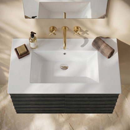 30" Zero Hole Vanity Sink Top in Glossy White