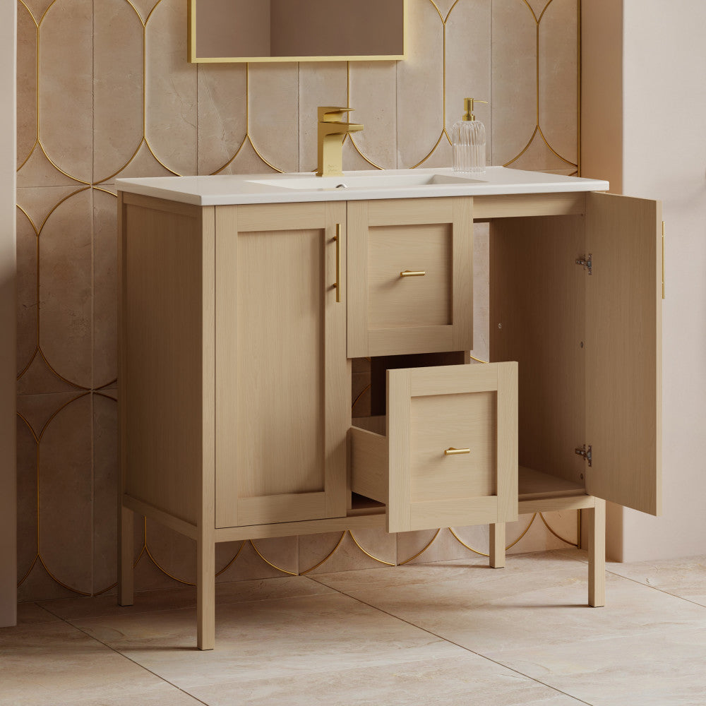 Forme 36" Modular Freestanding Bathroom Vanity with Sink Top in Natural Oak