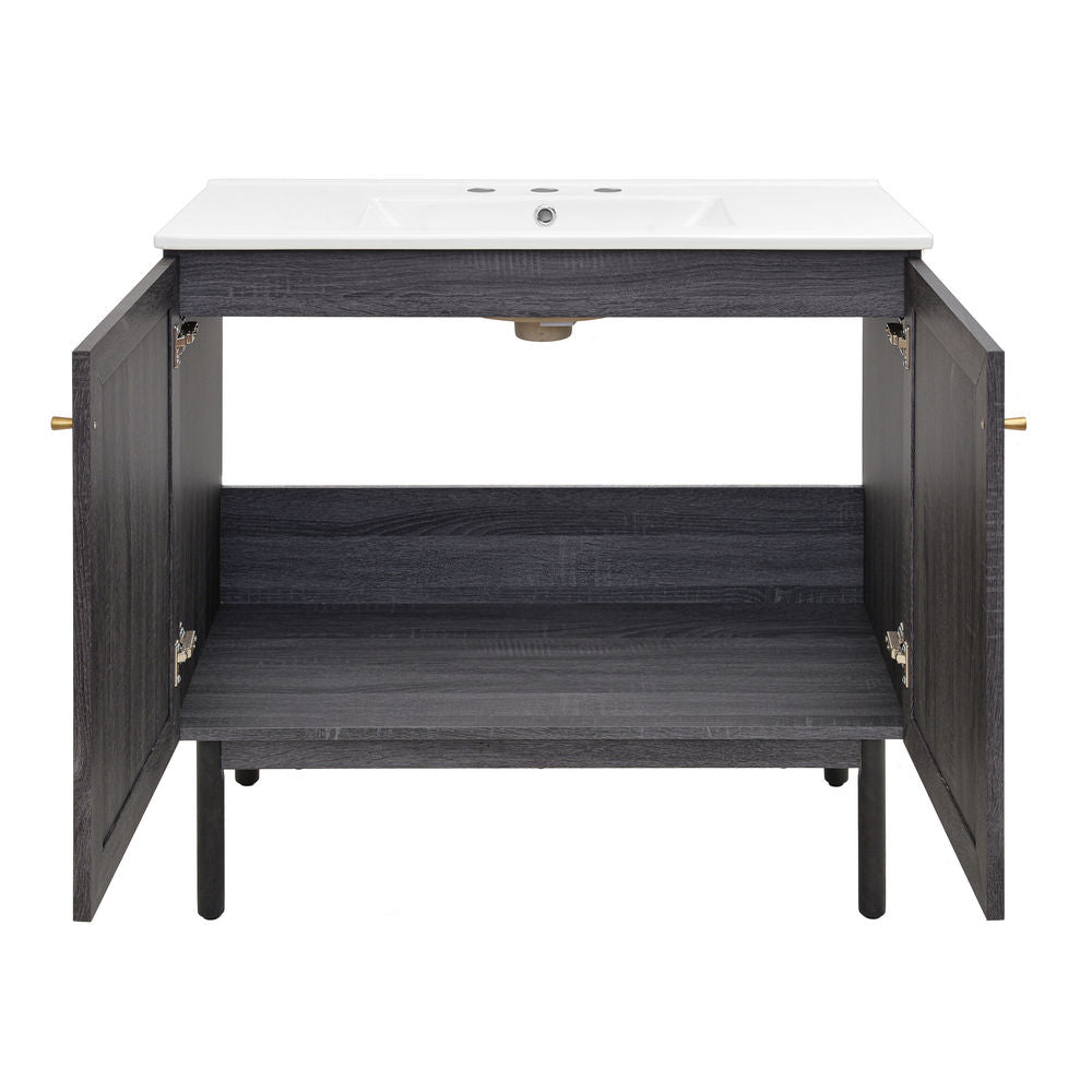 Classe 36" Freestanding Bathroom Vanity in Black Oak with 3-Hole Widespread Sink Top