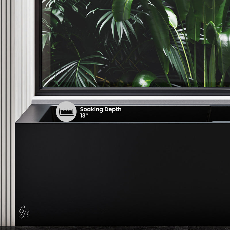 Voltaire 60 x 30 Skirted Right Drain Soaking Apron Bathtub in Matte Black with Integrated Overflow and Armrest, Drain Included