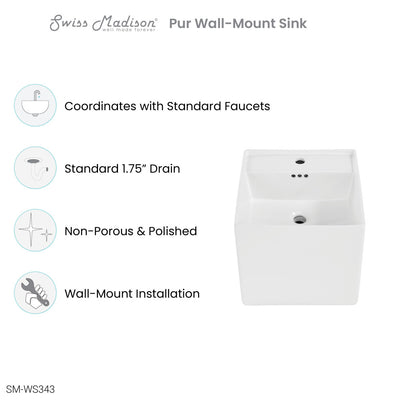 Pur 16.5" Square Wall-Mount Bathroom Sink