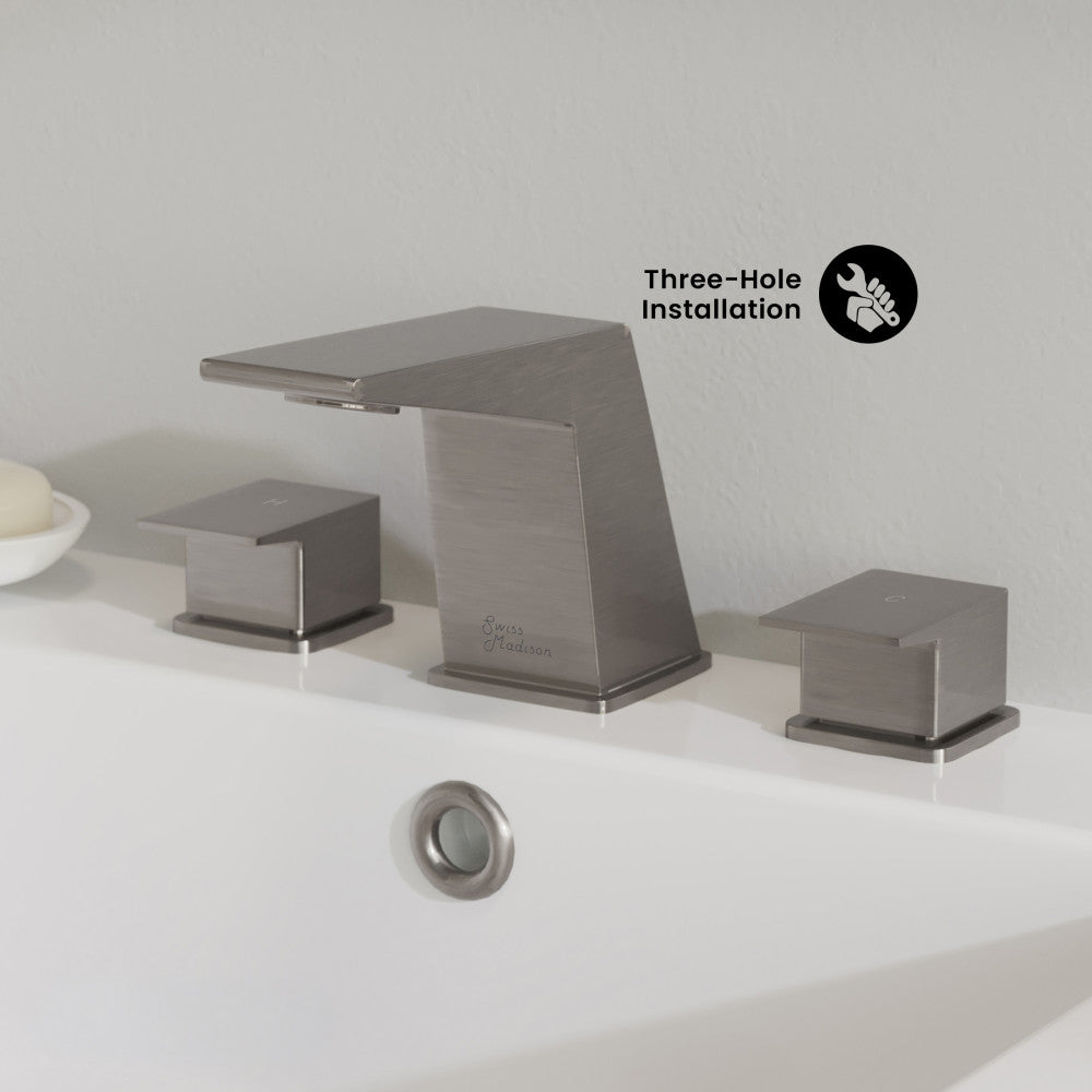 Carre 8 in. Widespread, 2-Handle, Bathroom Faucet in Brushed Nickel