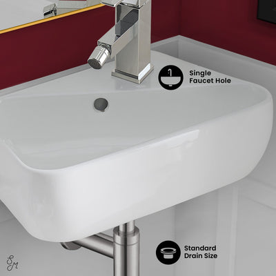 Plaisir 18 x 11 Ceramic Wall Hung Sink with Right Side Faucet Mount