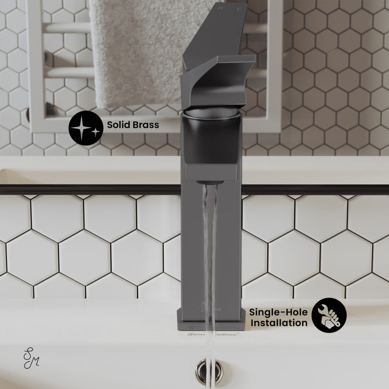 Voltaire Single Hole, Single-Handle, Bathroom Faucet in Gunmetal Grey
