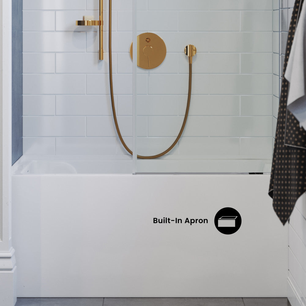 Voltaire 48 x 32 Skirted Left Drain Soaking Apron Bathtub in Glossy White with Integrated Overflow, Drain Included