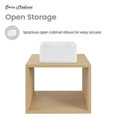 Concorde 24" Wall-Mounted Bathroom Vanity in Natural Oak with Sink Top