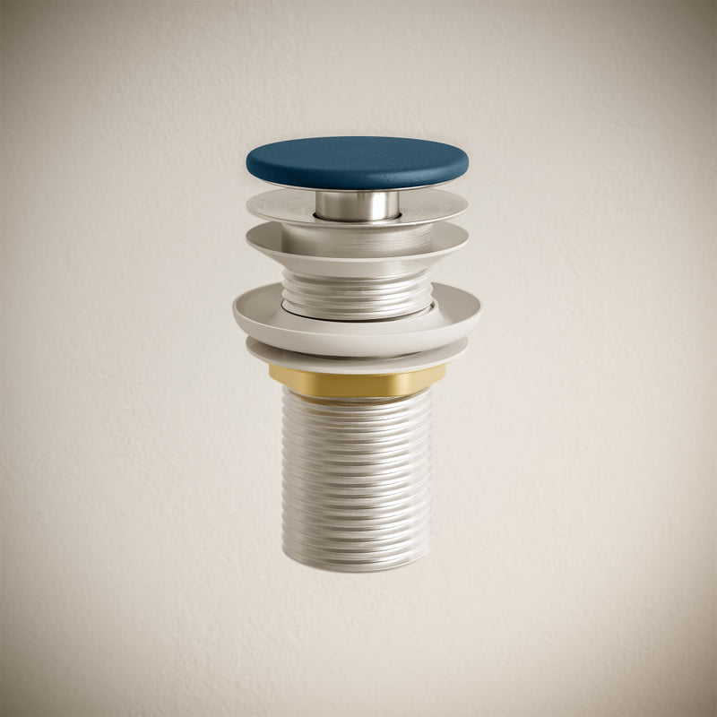 Lisse Concrete Bathroom Sink Non-Overflow Pop Up Drain in Matte Royal Blue