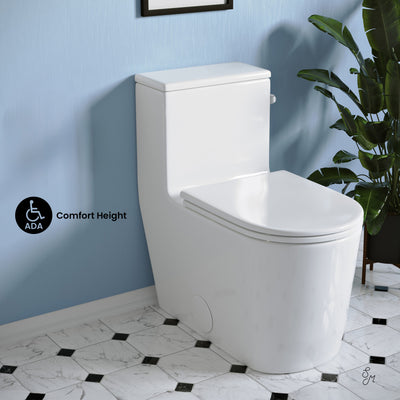 Liberte One-Piece 12" Rough-in 1.28 GPF Right-Hand Flush Elongated ADA Toilet in Glossy White
