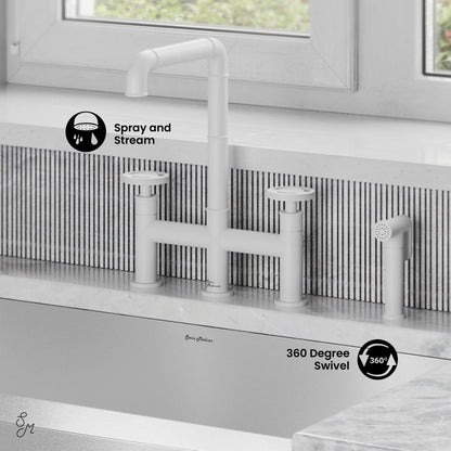 Avallon Pro Widespread Kitchen Faucet with Side Sprayer in Matte White