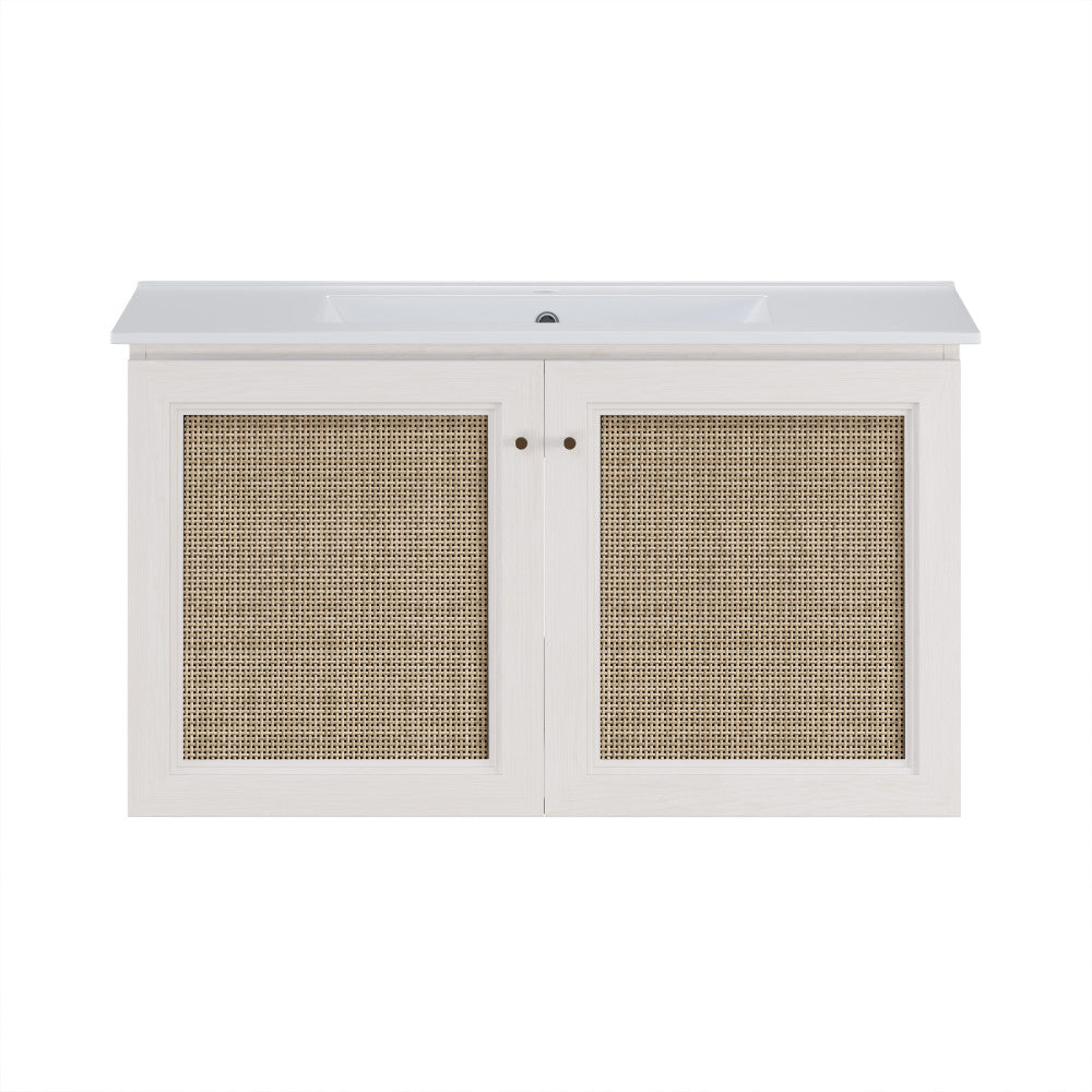 Classe 36" Wall-Mounted Bathroom Vanity in White Oak with Single Faucet Hole Vanity Top