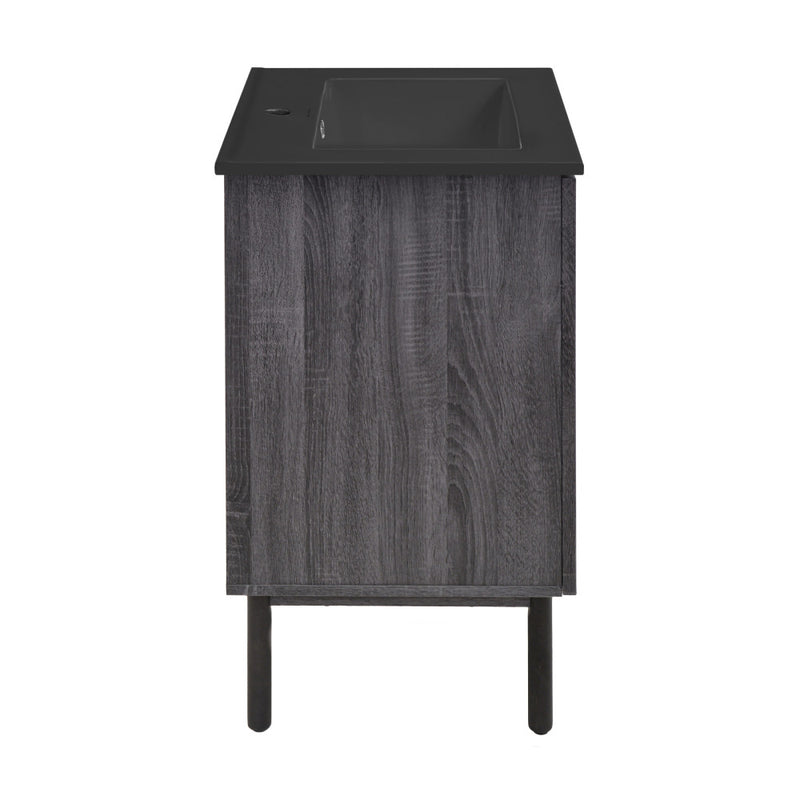 Classe 18" Freestanding Bathroom Vanity in Black Oak with Black Sink Top