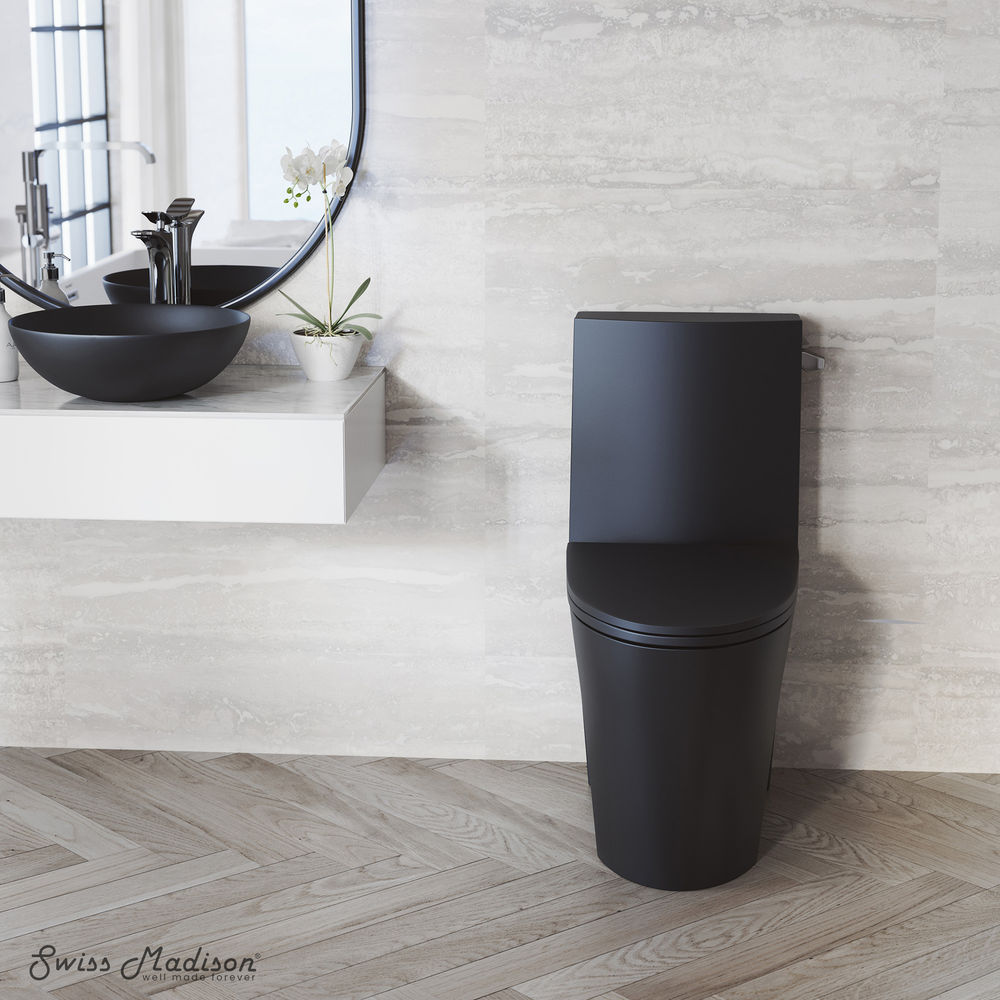 St. Tropez One-Piece 14" Rough-in 1.28 GPF Right-Hand Vortex Flush Elongated Toilet in Matte Black
