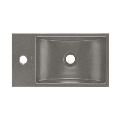 Lisse 16" Concrete Rectangle Wall-Mounted Sink with Left Side Faucet Mount in Matte Dark Gray