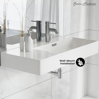 St. Tropez 36" Rectangle Wall-Mounted Sink with Right Side Faucet Mount