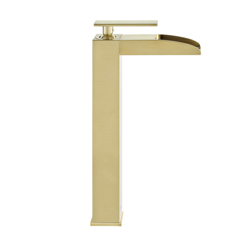 Concorde Single Hole, Single-Handle, High Arc Waterfall, Bathroom Faucet in Brushed Gold