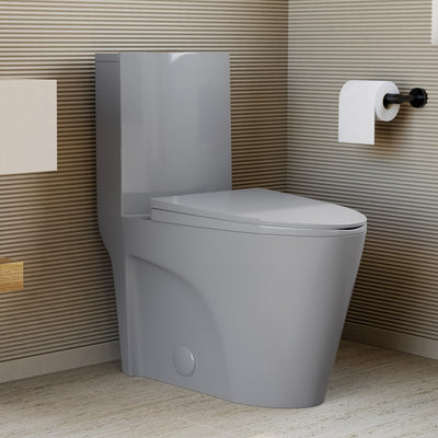 St. Tropez One-Piece Elongated Toilet Vortex™ Dual-Flush 1.1/1.6 gpf in Glossy Gray