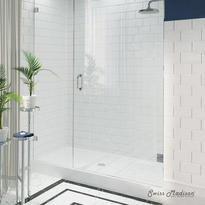 Voltaire 60" x 34" Acrylic White, Single-Threshold, Center Drain, Shower Base