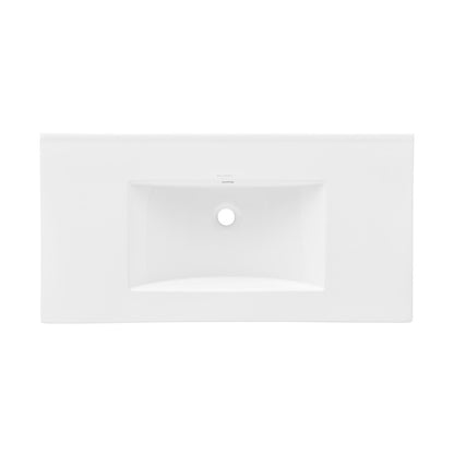36" Zero Hole Vanity Sink Top in Glossy White