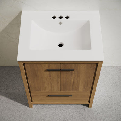 Virage 24" Freestanding Bathroom Vanity in Brown Oak with 3-Hole Centerset Sink Top