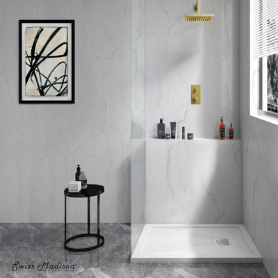 Terre B Series 36" x 36" Reversible Drain Shower Base