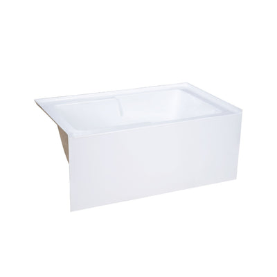 Voltaire 54 x 30 Skirted Left Drain Soaking Apron Bathtub in Glossy White with Integrated Overflow and Armrest, Drain Included