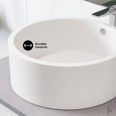 Monaco Round Ceramic Bathroom Vessel Sink in White