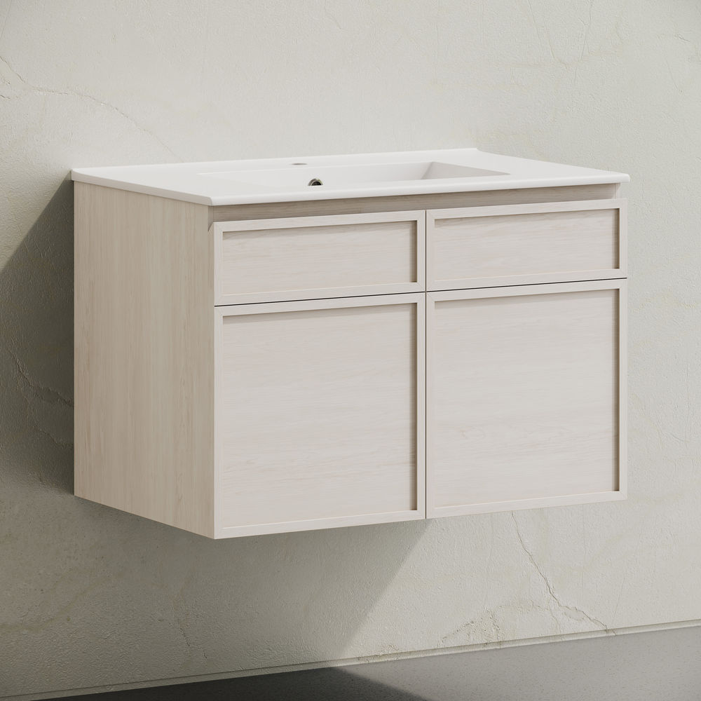 St. Tropez 30" Wall-Mounted Bathroom Vanity in White Oak with Sink Top