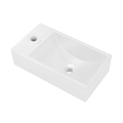 Lisse 16" Concrete Rectangle Wall-Mounted Sink with Left Side Faucet Mount in Matte White