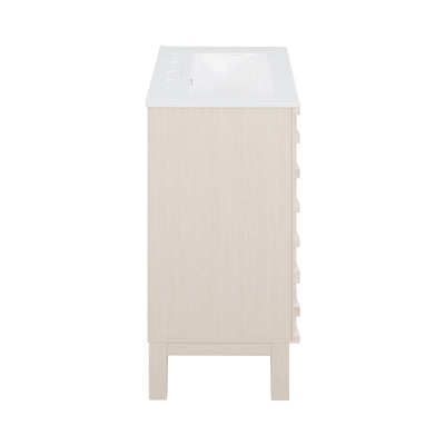 Cascade 24 in. White Oak Bathroom Vanity With White, 3-Hole Ceramic Sink Top