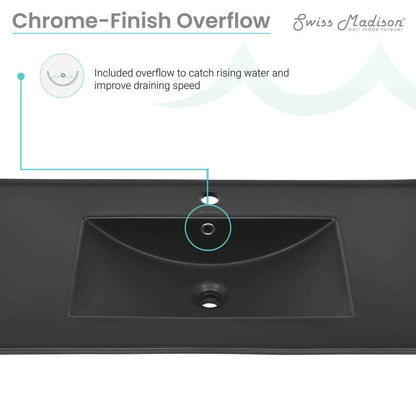 36" Ceramic Vanity Top with Single Faucet Hole in Matte Black