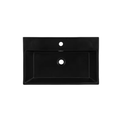 Claire 24 Ceramic Console Sink Matte Black Basin Matte White Legs