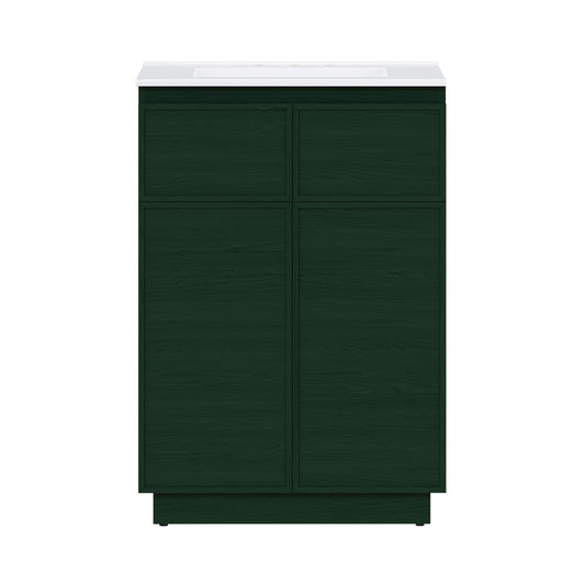 St. Tropez 24" Freestanding Bathroom Vanity in Green Oak with 3-Hole Widespread Sink Top