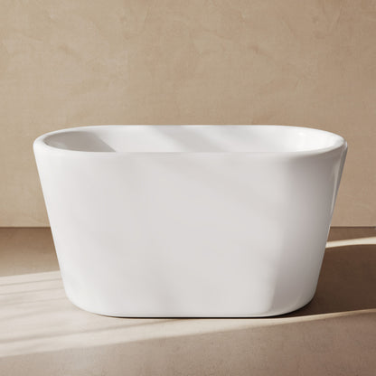 Nanterre 51" Japanese Soaking Freestanding Bathtub in Glossy White, Drain Included