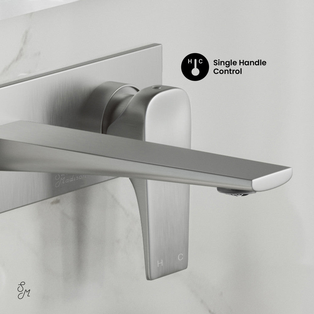 Monaco Single-Handle, Wall-Mount, Bathroom Faucet in Brushed Nickel
