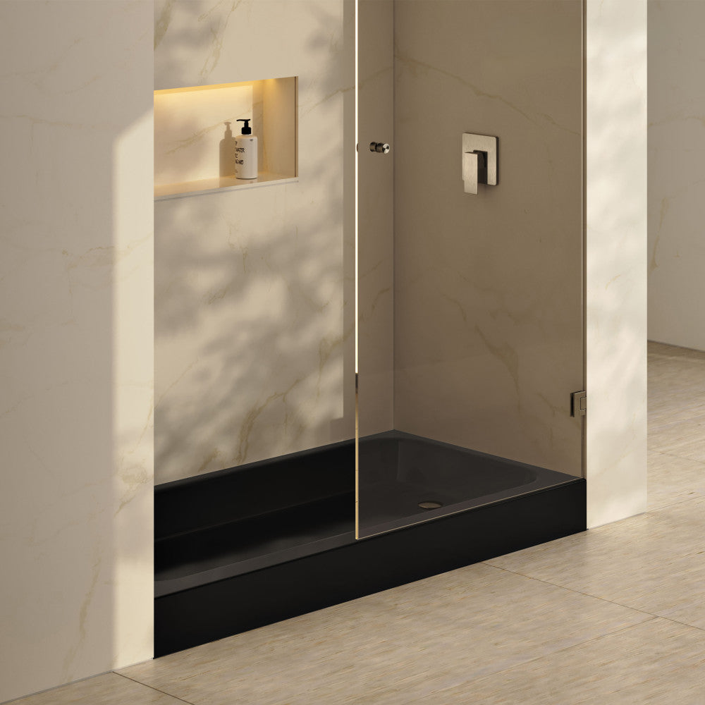 Voltaire 60 x 30 Shower Pan Base with Right Drain in Glossy Black